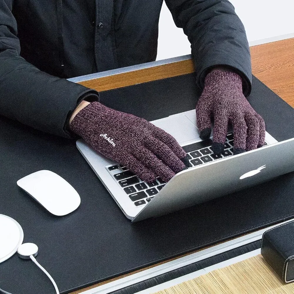 Women's Rose Red Upgraded Touch Screen Thermal Soft Knit Lining Winter Gloves